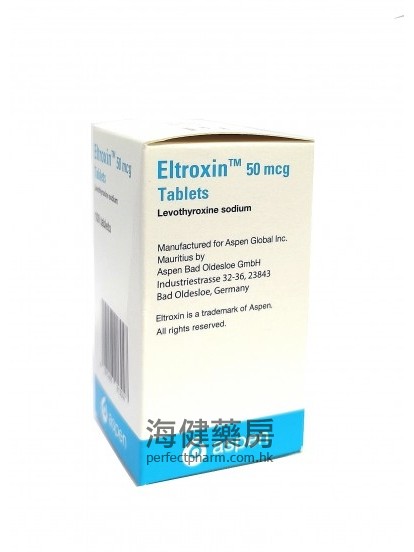 左旋甲狀腺素 Eltroxin (Levothyroxine) 50mcg 100Tablets