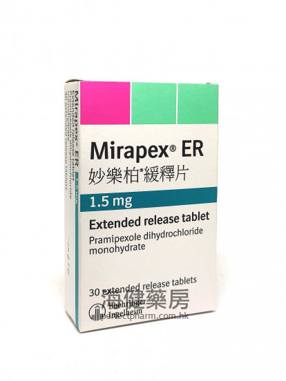 妙乐柏缓释片 Mirapex ER 1.5mg 30Tablets 