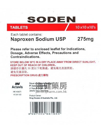 SODEN (Naproxen) 275mg 10Tablets Actavis 