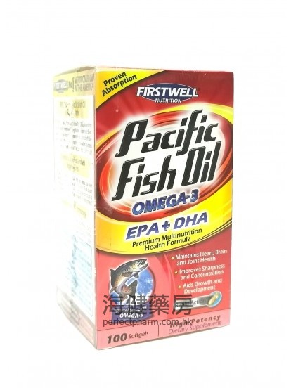 深海魚油 Pacific Fish Oil Omega-3 EPA DHA 100Sotgels 