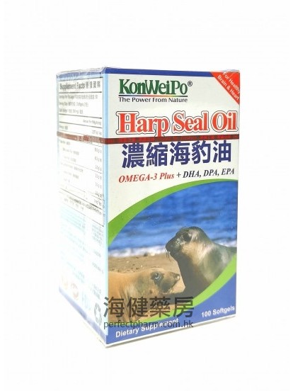 KonWeiPo 濃縮海豹油 Harp Seal Oil 500mg 100Softgels 