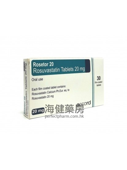 Rosetor 20mg (Rosuvastatin) 30Tablets 