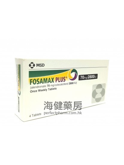 Fosamax Plus 70mg:2800IU 4Tablets 福善美加 （阿侖膦酸鈉維D3片）