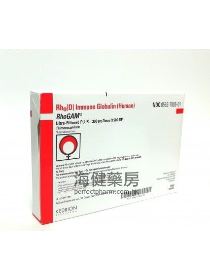 抗D免疫球蛋白針劑 Rho (D) Immune Globulin (Human) 1500IU  (熊貓血)